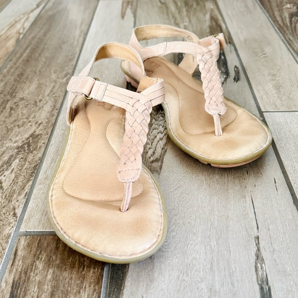 BORN Yarrow Braided Leather T-Strap Woven Boho Flat Sandals, Blush (Nude) sz. 8 - Picture 12 of 14